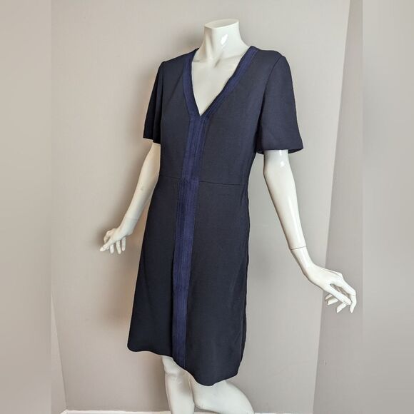 Tory Burch Sallare Tunic Dress XS Navy Blue Boho Silk Blend Preppy Resort Mini - Picture 7 of 9